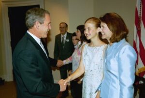 President George W. Bush greets Elizabeth Smart